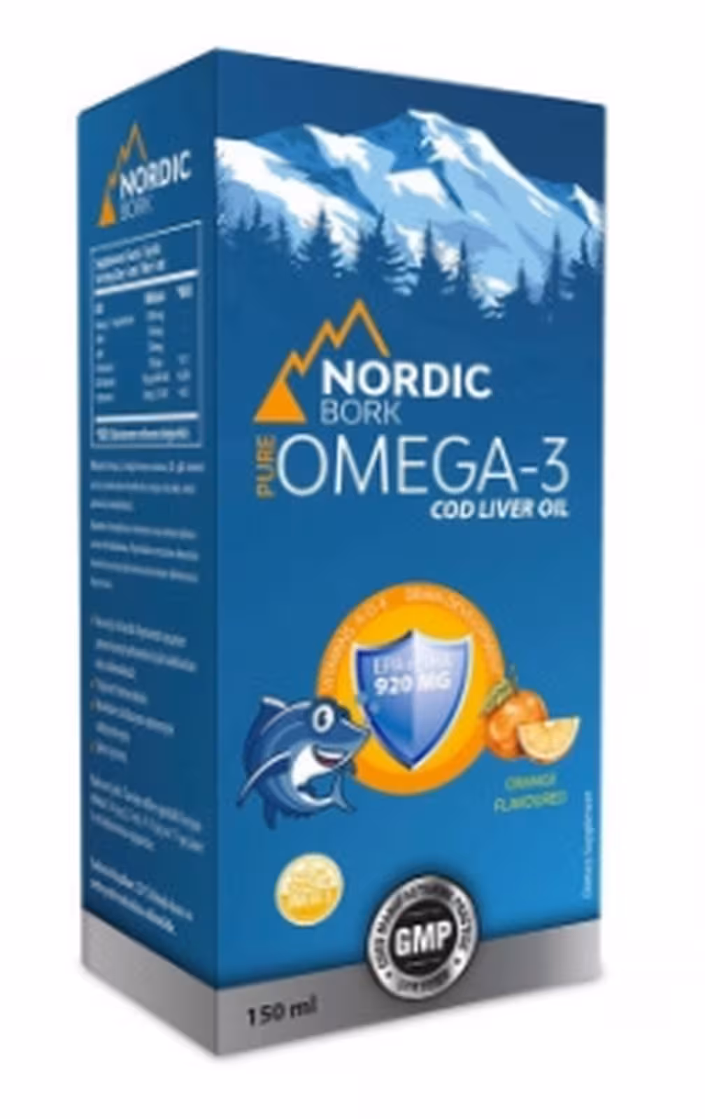 NORDIC BORK, Рыбий жир Омега-3 для детей, Апельсин, 150 мл