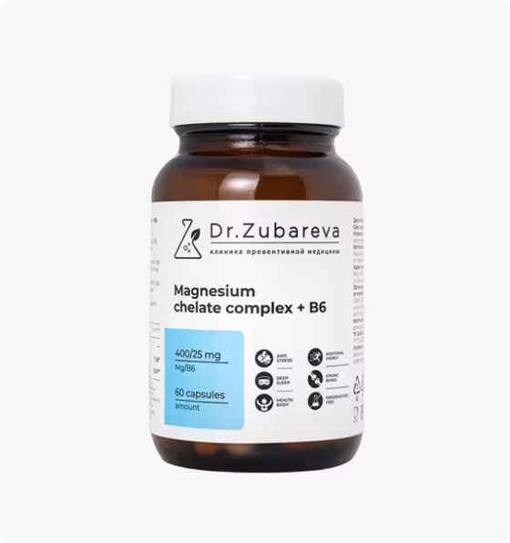 Dr.Zubareva, Магний хелат + B6, 60 капсул