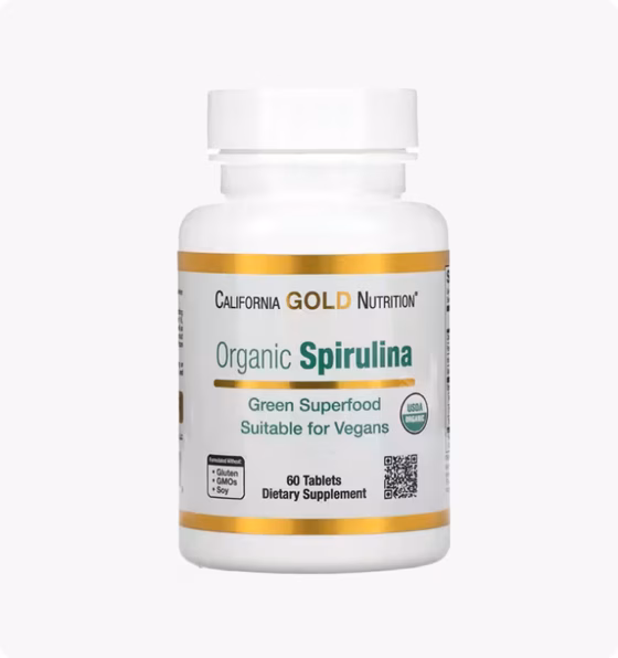 California Gold Nutrition, Органическая спирулина, 500 мг, 60 таблеток