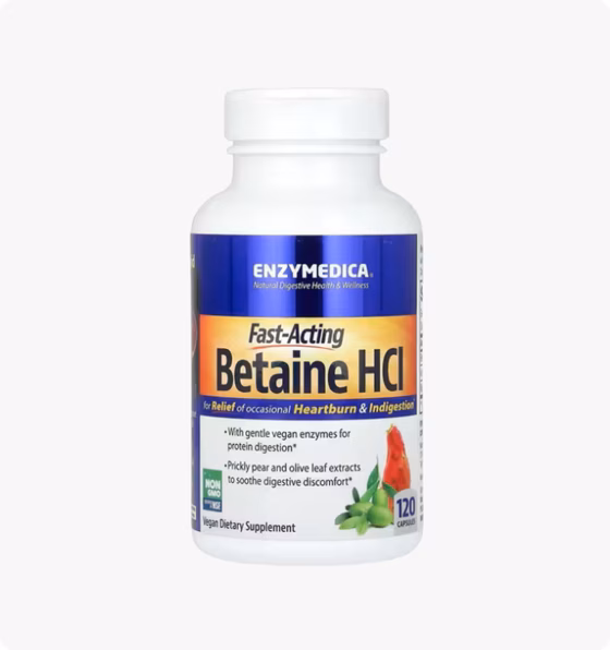 Enzymedica, бетаин гидрохлорид, 120 капсул