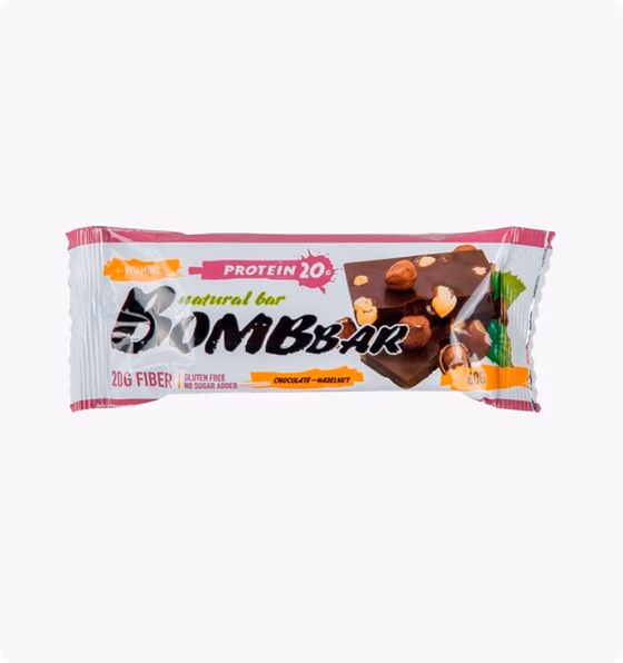 BOMBBAR, Protein, Батончик неглазированный, Шокопад-фундук, 60 гр.