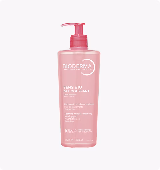 BIODERMA, Sensibio Gel moussant, Гель очищающий с помпой, 500 мл
