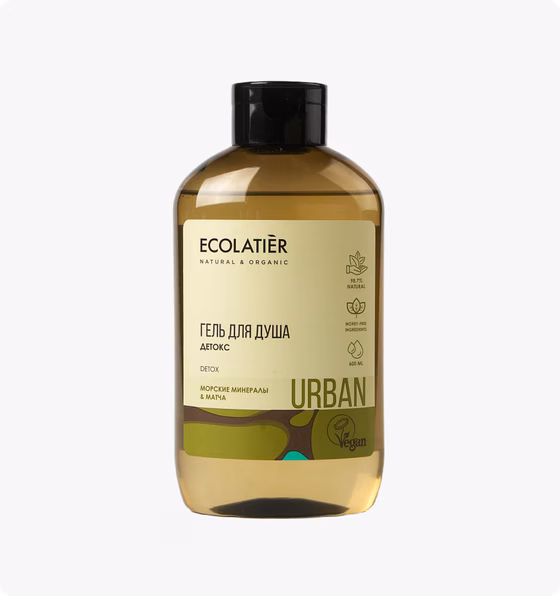 Ecolatier, Гель для душа Детокс "Морские минералы & матча", 600 мл