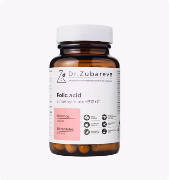 Dr.Zubareva, Фолиевая кислота, 60 капсул