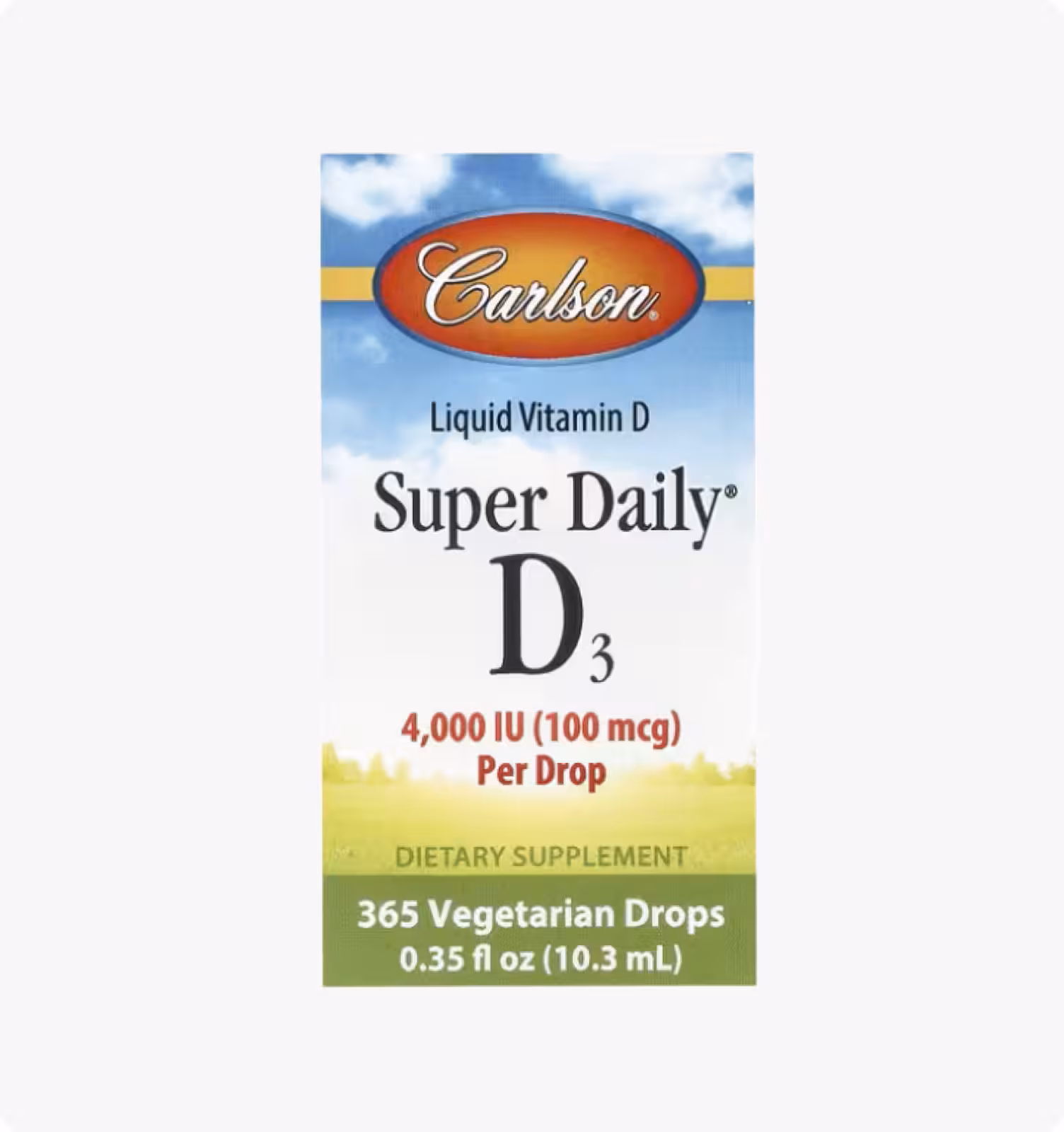 Carlson Labs, Super Daily D3, 100 мкг (4000 МЕ), 10,3 мл (0,35 жидк. Унции)
