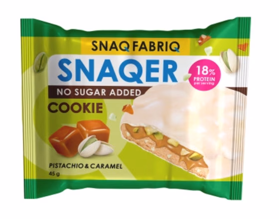 SNAQ FABRIQ, Snaqer, Протеиновое печенье,Фисташка и карамель, 45 г