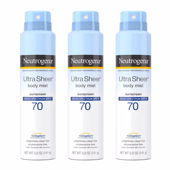 Neutrogena, Ultra Sheer Lightweight Sunscreen Spray, SPF 70, 141 г