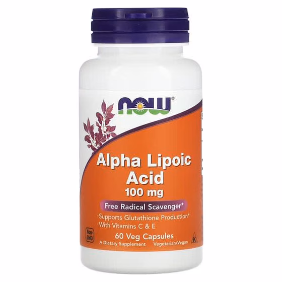 NOW Foods, Альфа-липоевая кислота, 100 мг, 60 растительных капсул