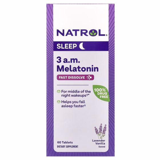 Natrol, 3 A.M. Melatonin, Lavender Vanilla, Мелатонин, для сна, лаванда и ваниль, 60 таблеток