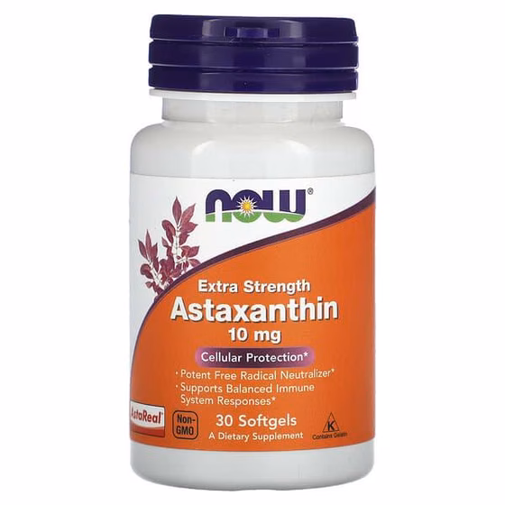 NOW Foods, Астаксантин повышенной силы, 10 мг, 30 мягких таблеток