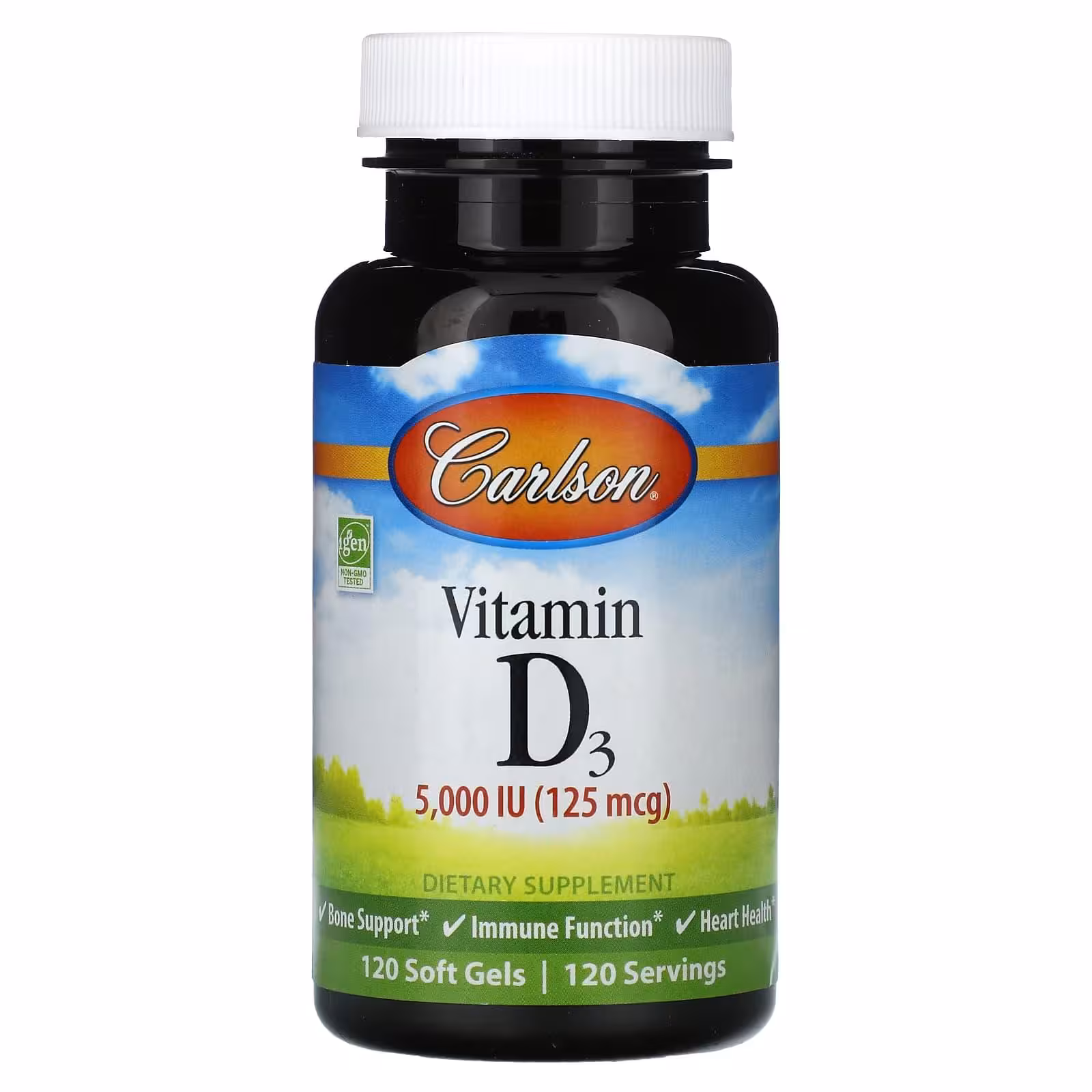 Carlson, Витамин D3, 125 мг (5000 МЕ), 120 мягких таблеток