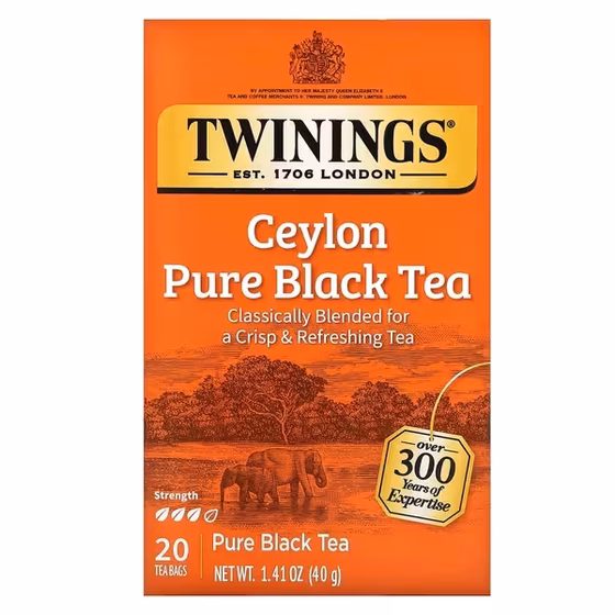СЦ 20% Twinings, Цейлонский апельсиновый чай Pekoe, 20 чайных пакетиков, 40 г (1,41 унции)