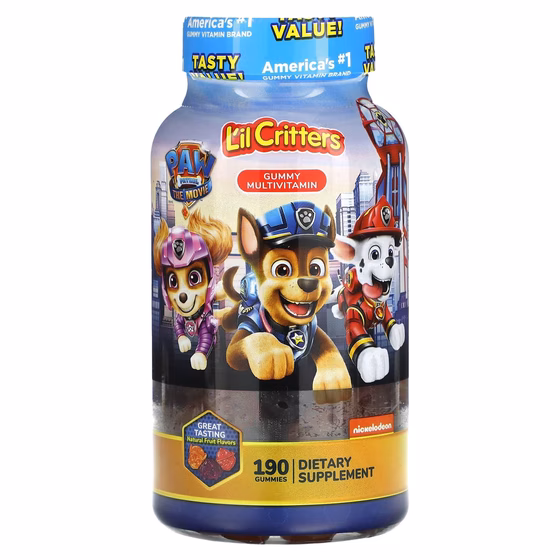 L'il Critters, Paw Patrol The Movie, жевательные мультивитамины, натуральные фрукты, 190 жевательных