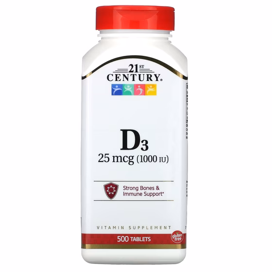 21st Century, Витамин D3, 25 мкг (1000 МЕ), 500 таблеток