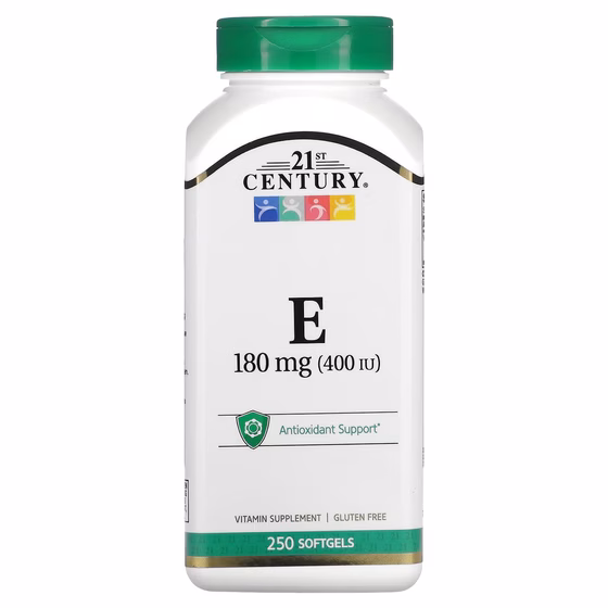 21st Century, витамин E, 180 мг (400 МЕ), 250 капсул