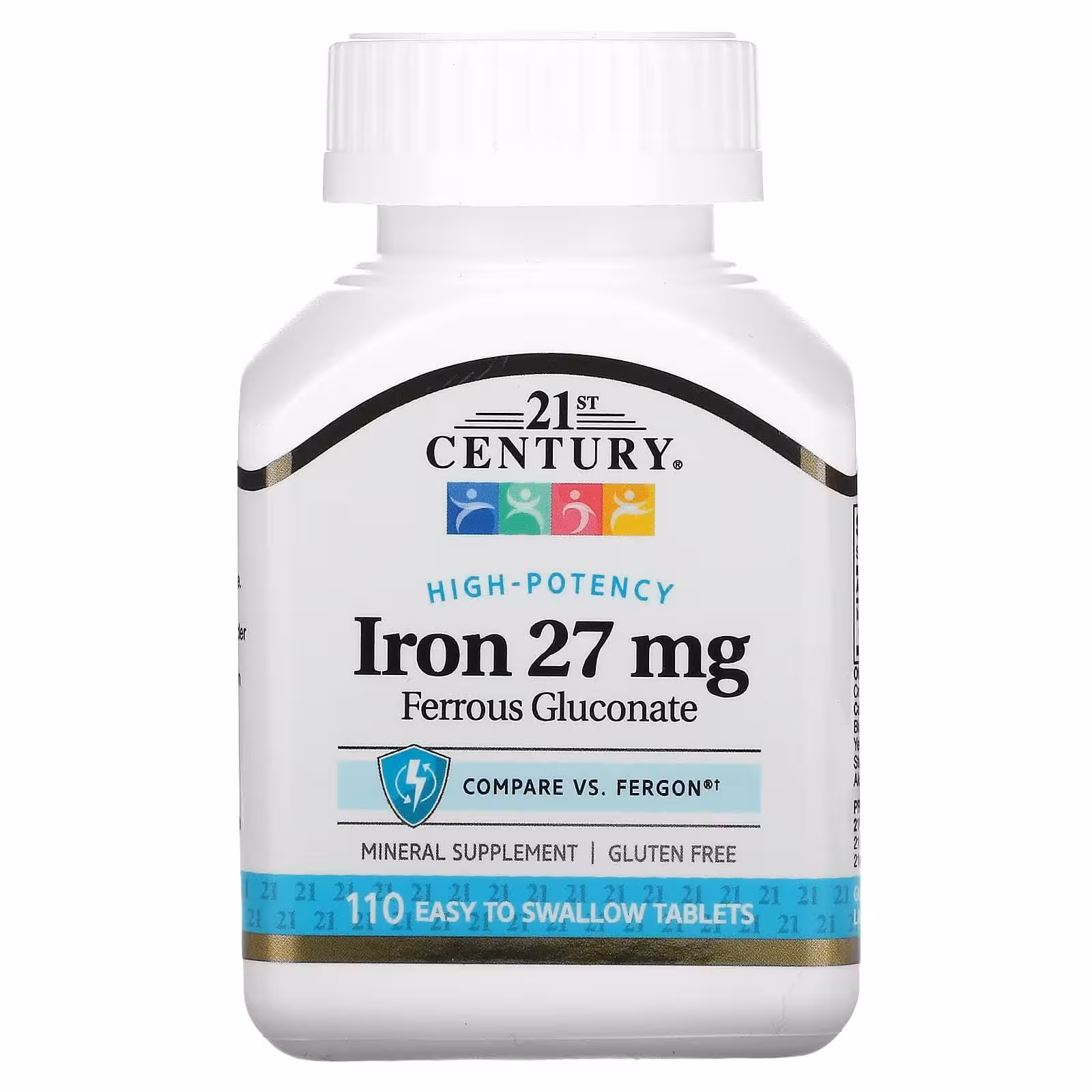 21st Century, Высокоэффективное железо, 27 мг, 110 таблеток, которые легко глотать