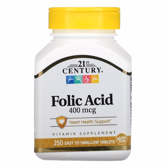21st Century, Фолиевая кислота, 400 мкг, 250 легко проглатываемых таблеток