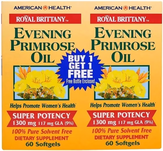 American Health, Royal Brittany, масло первоцвета вечернего, 1300 мг, 2 флакона, 60 мягких таблеток