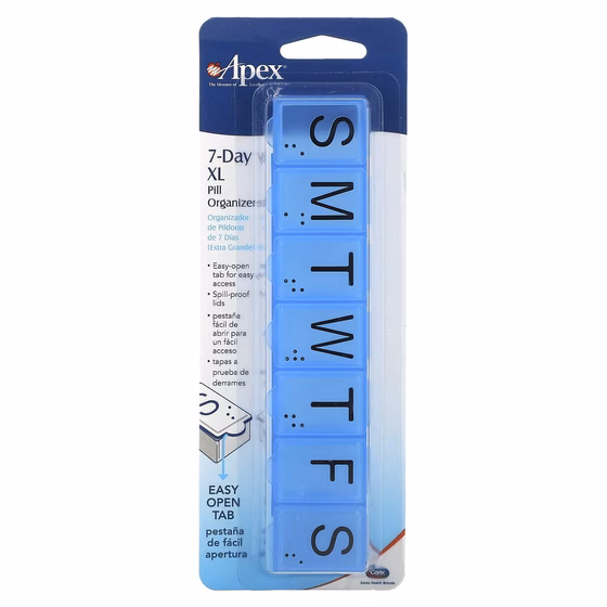 Apex, Органайзер для таблеток на 7 дней, большой размер, 1 штука