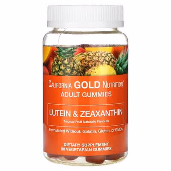 California Gold Nutrition, жевательные таблетки с лютеином и зеаксантином, вкус тропических фруктов,