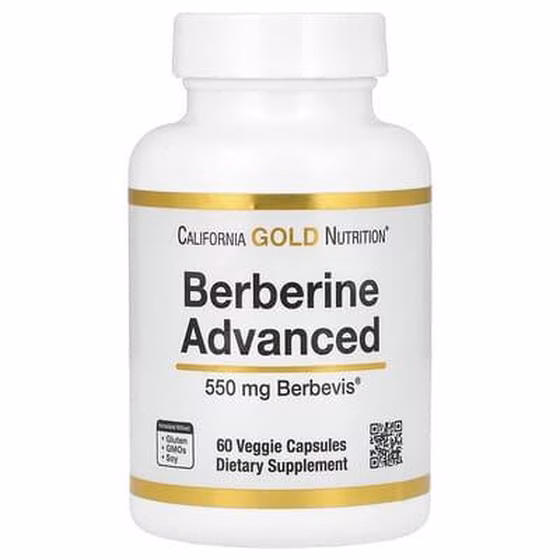 California Gold Nutrition, Berberine Advanced, берберин с фитосомами Berbevis, 550 мг, 60 растительн