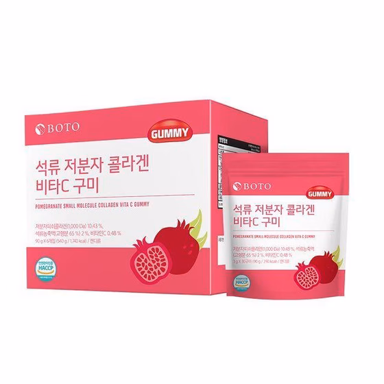 BOTO, Pomegranate Low Molecular Collagen C, Gummy 30g x 90g x 6p