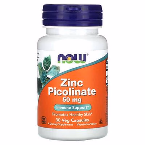 NOW Foods, Пиколинат цинка, 50 мг, 30 растительных капсул