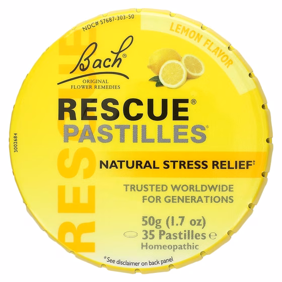 Bach, Original Flower Remedies, Rescue Pastilles, Natural Stress Relief, Lemon Flavor, 35 Pastilles,