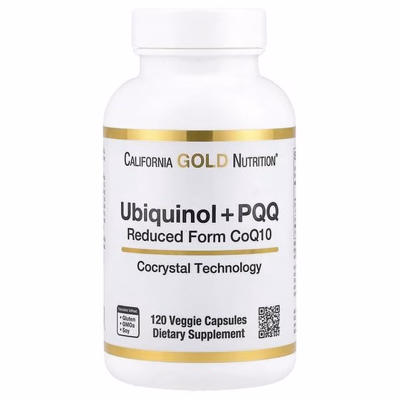 California Gold Nutrition, Убихинол в восстановленной форме CoQ10 + PQQ, 120 растительных капсул