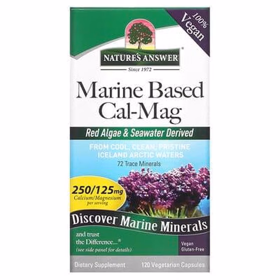 Nature's Answer, кальций и магний из морского источника, 120 вегетарианских капсул