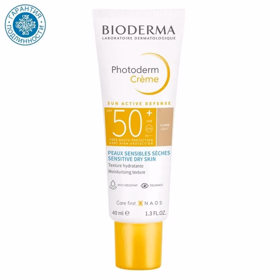 BIODERMA, Photoderm Creme SPF50+, Cолнцезащитный крем тональный SPF, светлый оттенок, 40мл