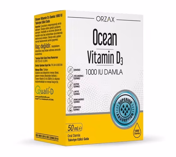 СЦ 20% Orzax, Ocean, Витамин D3, 1000 IU, Капли, 50 мл