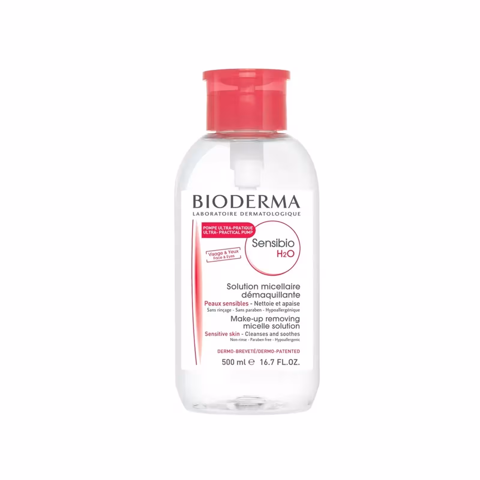 BIODERMA, Sensibio Н2О, Мицеллярная вода с помпой, 500мл