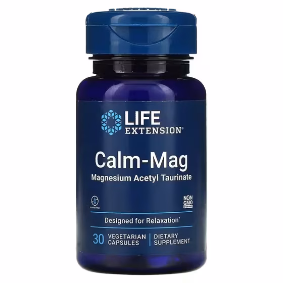 СЦ 20% Life Extension, Calm-Mag, ацетил тауринат магния, 30 вегетарианских капсул