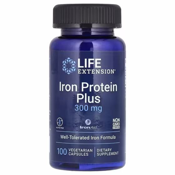 СЦ 20% Life Extension, Iron Protein Plus, 300 мг, 100 вегетарианских капсул
