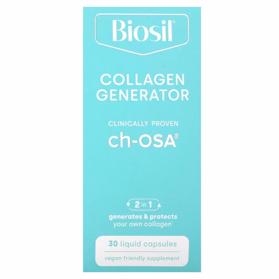Biosil, Collagen Generator, средство для стимулирования производства коллагена, 30 капсул с жидкость