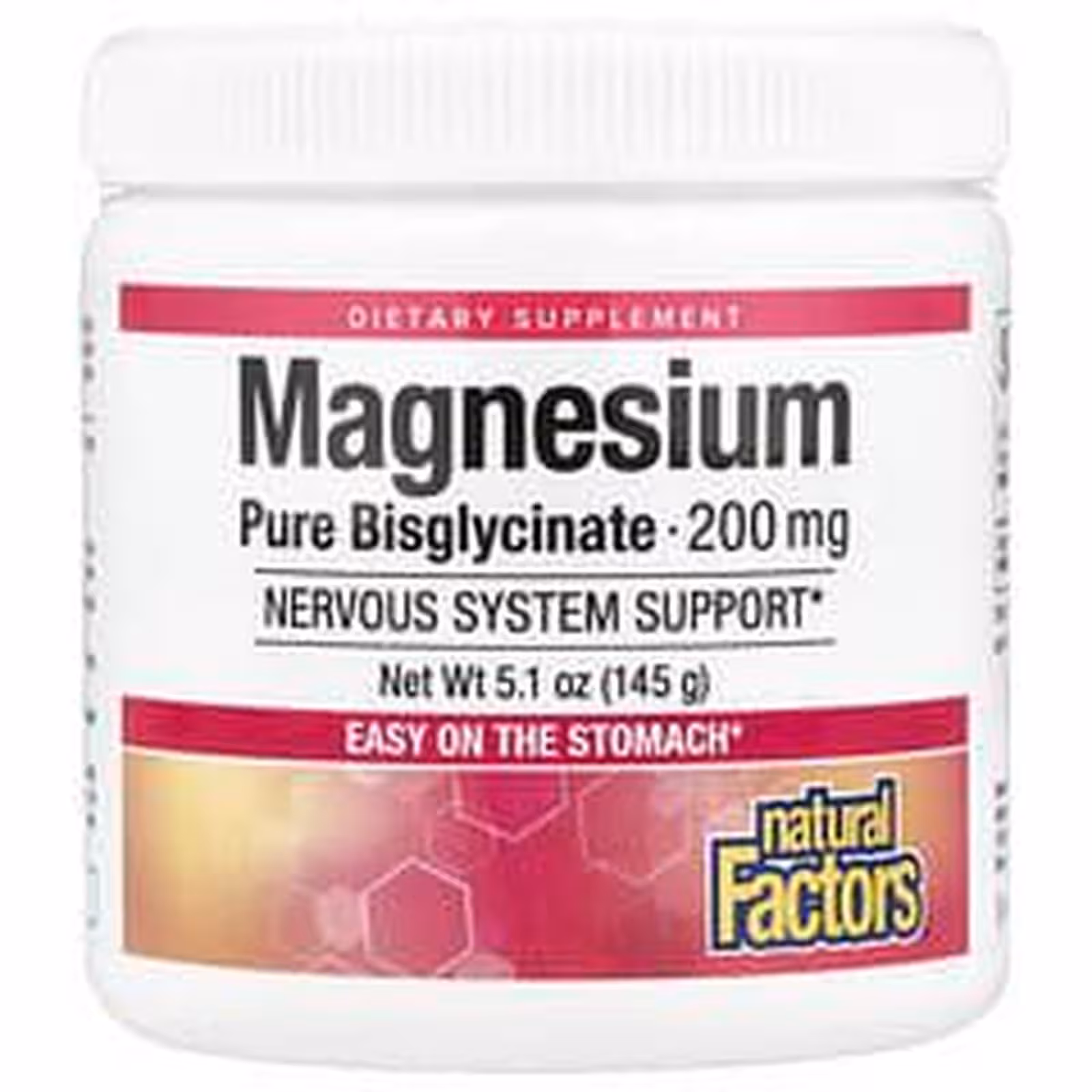Natural Factors, Порошок бисглицината магния 200 мг 145 г