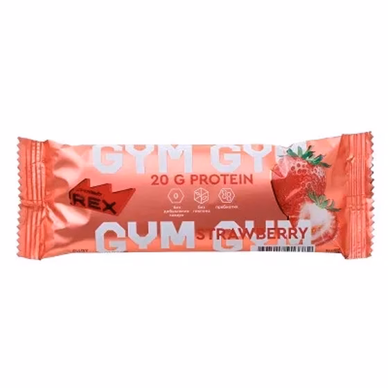 PROTEIN REX,Gym,  Протеиновый батончик, 60 г, Клубничный десерт