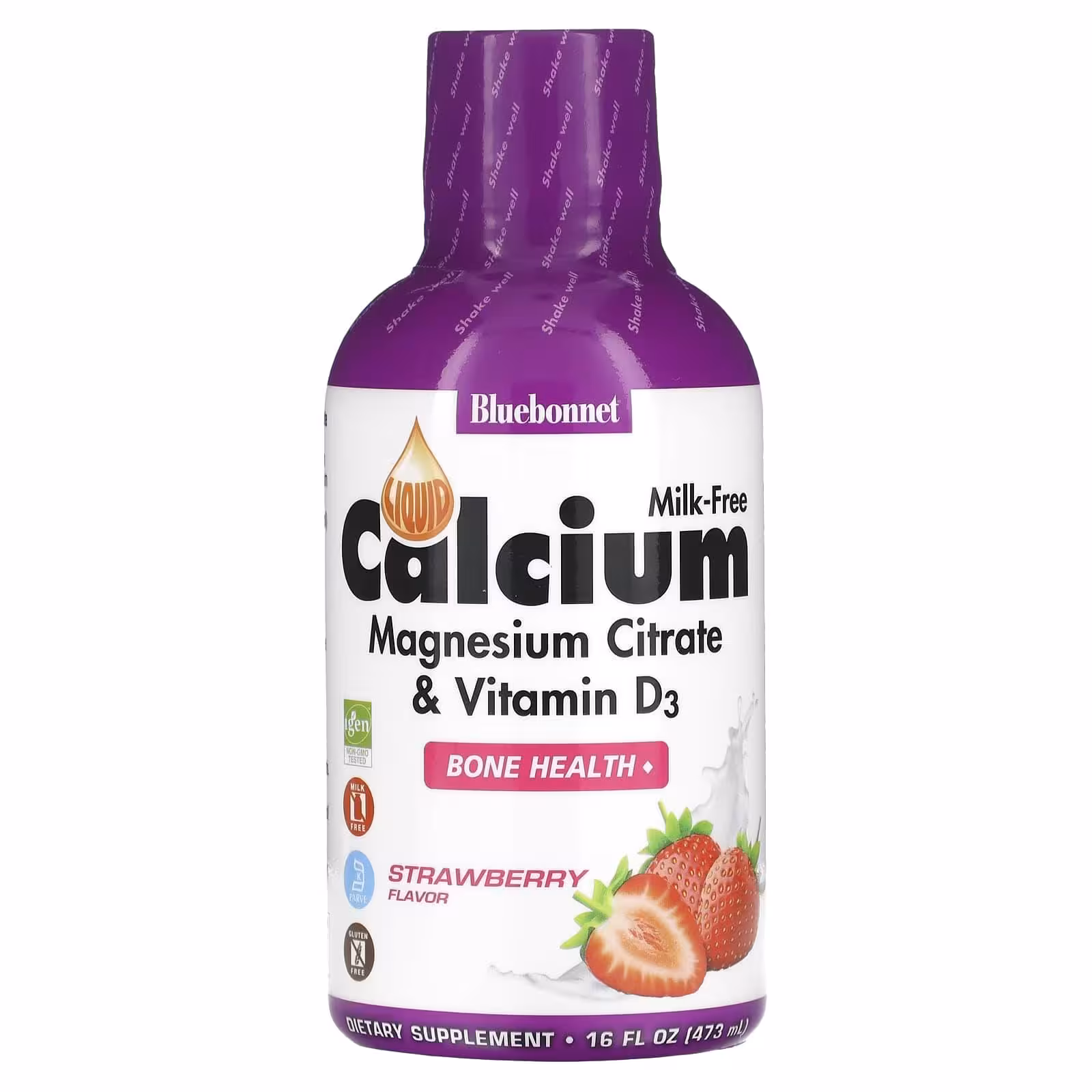 Bluebonnet Nutrition, Жидкий кальций, цитрат магния и витамин D3, с натуральным клубничным ароматиза