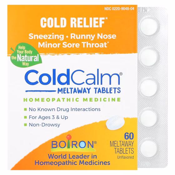 Boiron, ColdCalm, средство от простуды, 60 быстрорастворимых таблеток