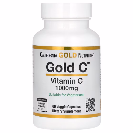 California Gold Nutrition, Gold C, витамин C, 1000 мг, 60 растительных капсул