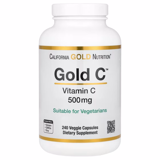 California Gold Nutrition, Gold C, витамин C, 500 мг, 240 растительных капсул