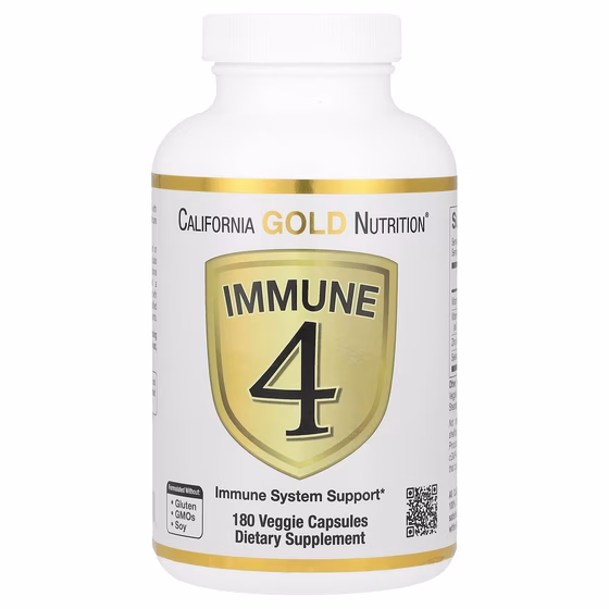 California Gold Nutrition, Immune 4, средство для укрепления иммунитета, 180 вегетарианских капсул