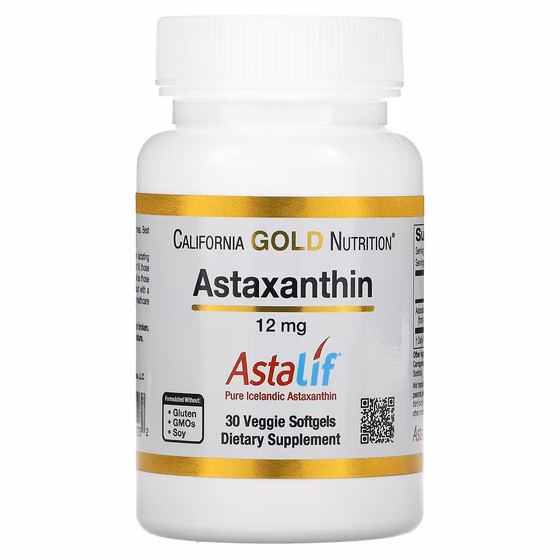 California Gold Nutrition, астаксантин, чистый исландский продукт AstaLif, 12 мг, 30 раст