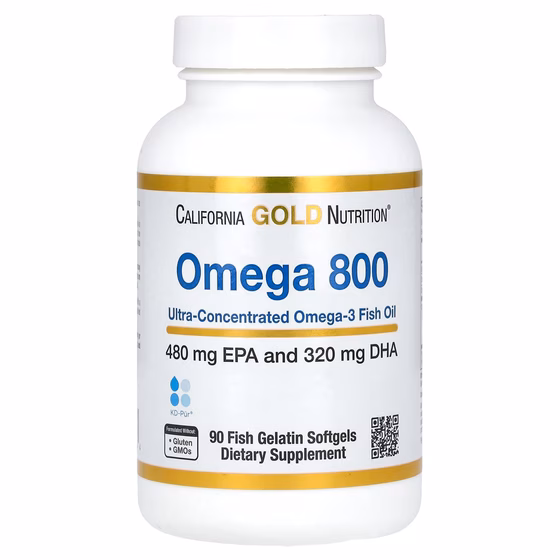 California Gold Nutrition, Омега 800 производства Madre Labs, рыбий жир фармацевтического класса, 80