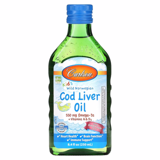 Carlson Labs, Масло печени дикой норвежской трески, для детей, со вкусом жвачки, 250 мл (8,4 жидк. у