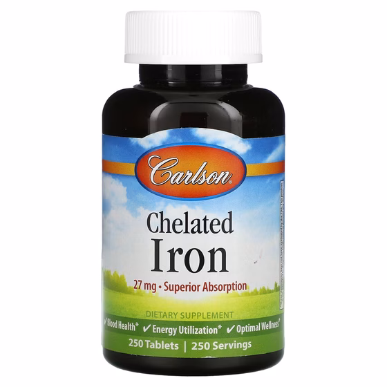 Carlson Labs, Хелатированное железо, 250 таблеток