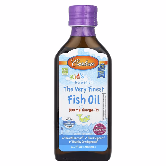 Carlson, Kids, The Very Finest Fish Oil, Natural Mixed Berry , 800 mg, 6.7 fl oz (200 ml)