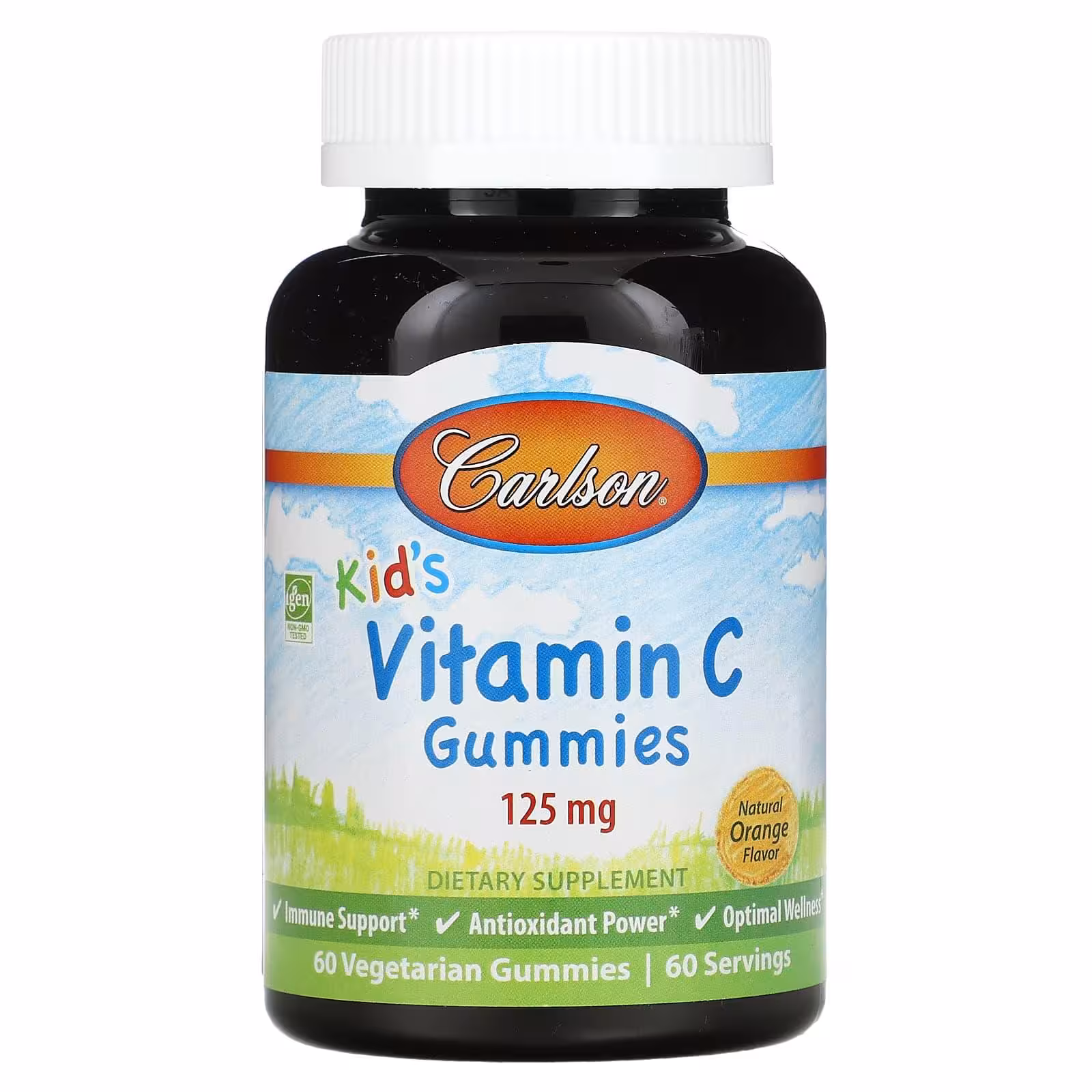 Carlson, Kid's, жевательные конфеты с витамином С, с натуральным апельсиновым вкусом, 125 мг, 60 вег