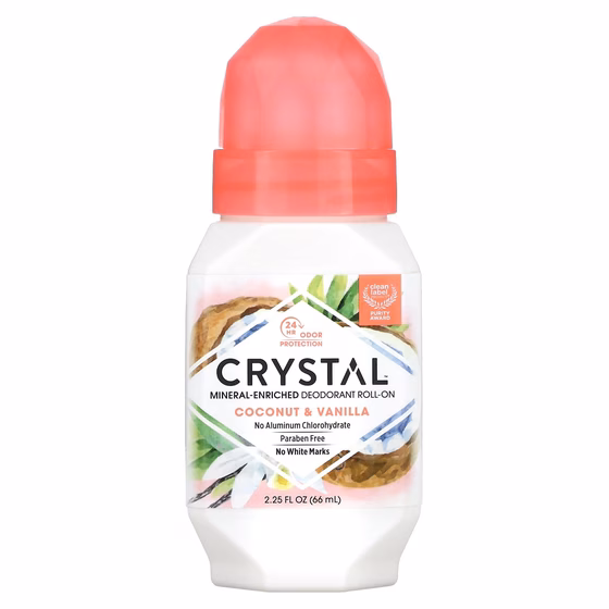 Crystal Body Deodorant, Шариковый дезодорант с минералами, с кокосом и ванилью, 66 мл (2,25 жидк. Ун